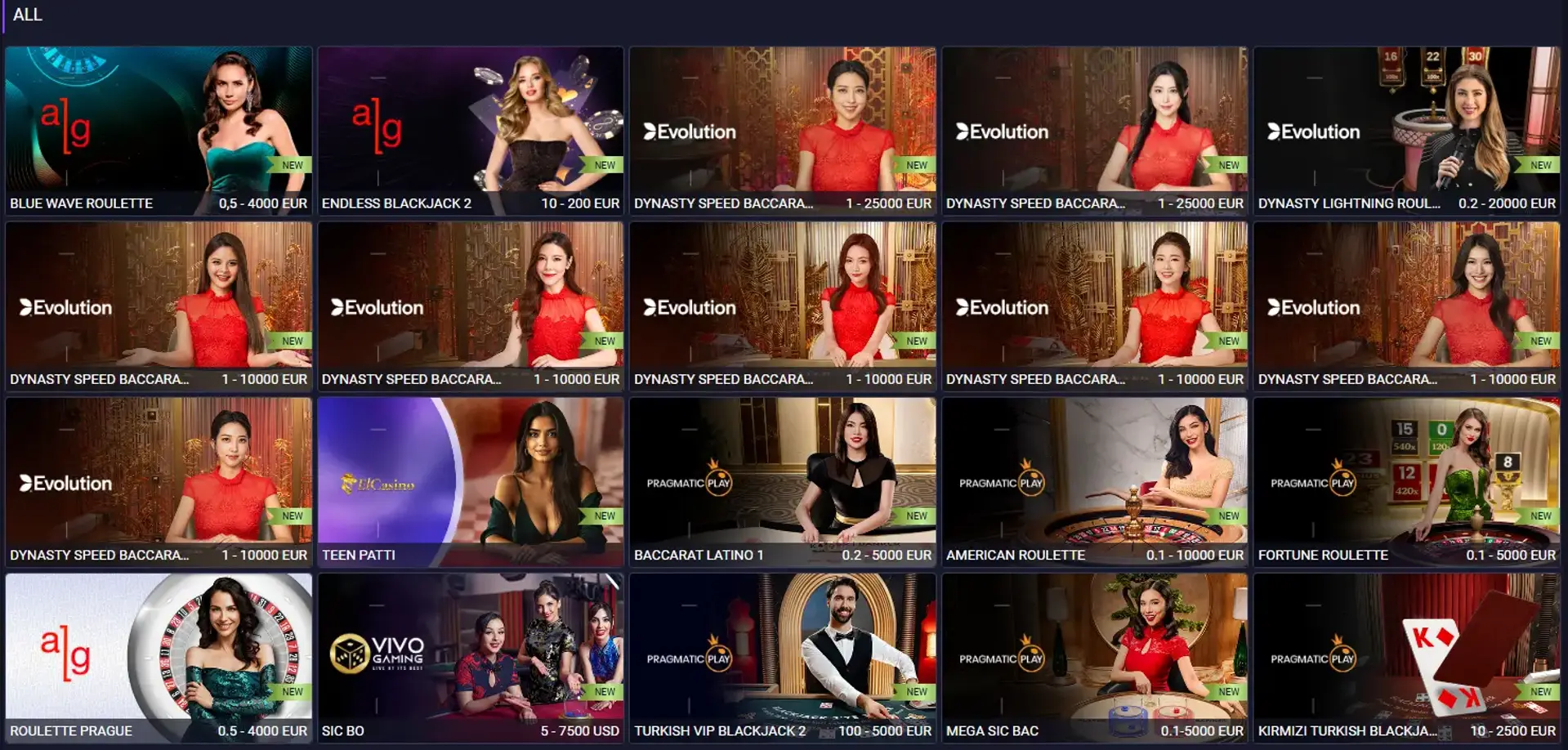 Live dealer and casino lobby at WOWBet used during our review